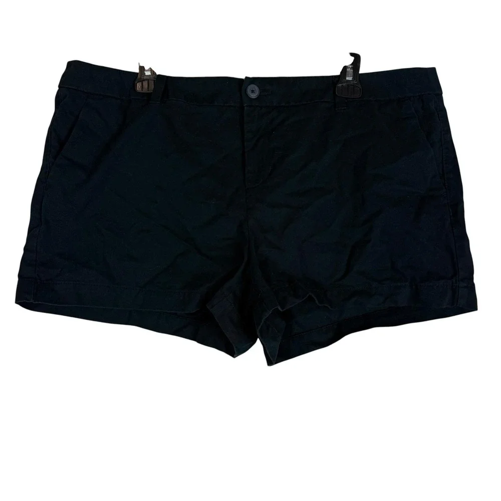 Merona Shorts Womens 16 Black Chino Twill 3 Inseam Regular Fit Casual Summer